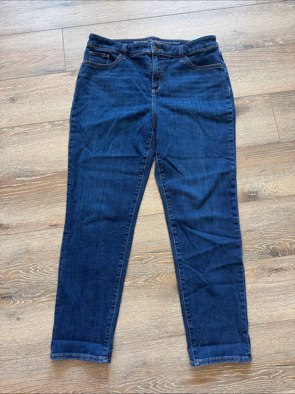 Chico's Dark Blue Girlfriend Skinny Jeans Size: 1.5R